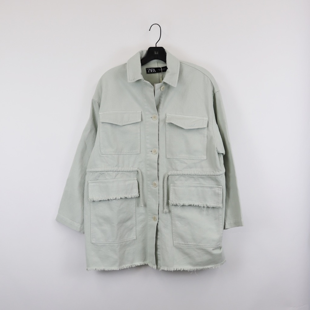 ZARA POCKET OVERSHIRT LIGHT GREEN